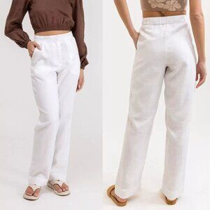 Rhythm Linen Pants White Trousers Lined Tailored Retails $80